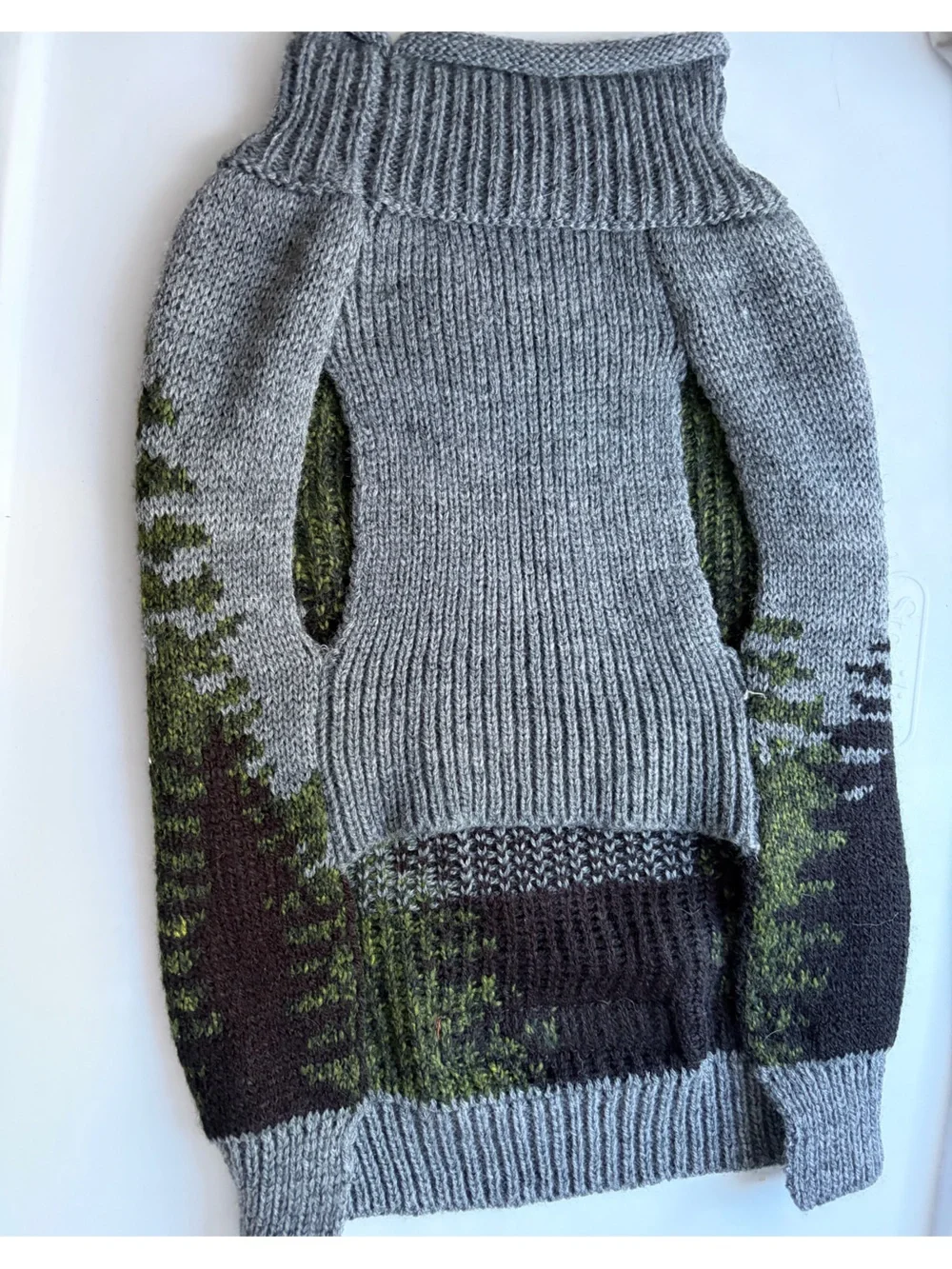 Eddie Bauer small dog Gray Forest-Print Knit Sweater